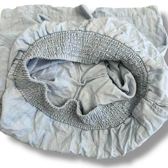 Dear John XS Wide Leg Pants Light Blue Smocked Waist Flowy Summer Trousers - Picture 8 of 10